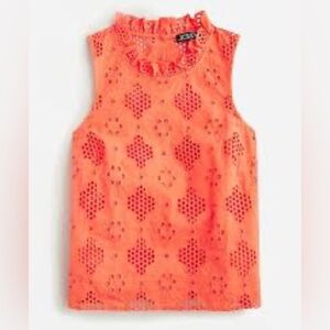 J. Crew Coral Eyelet Sleeveless Top.   Size-Small